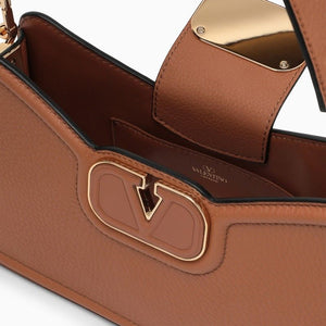 Tan-Colored Grained Calfskin Shoulder Handbag