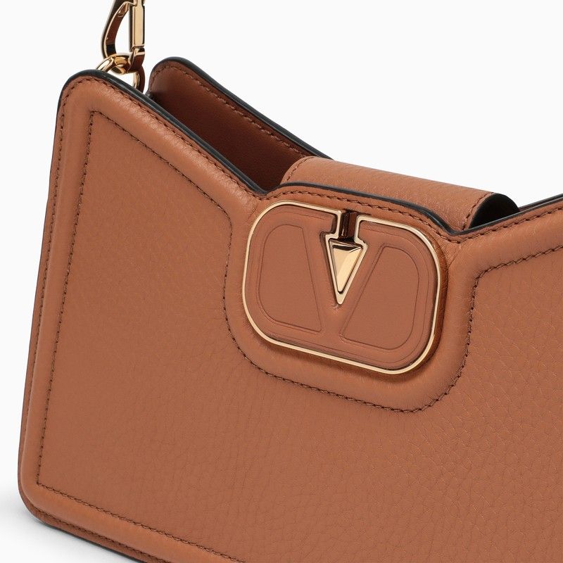 Tan-Colored Grained Calfskin Shoulder Handbag