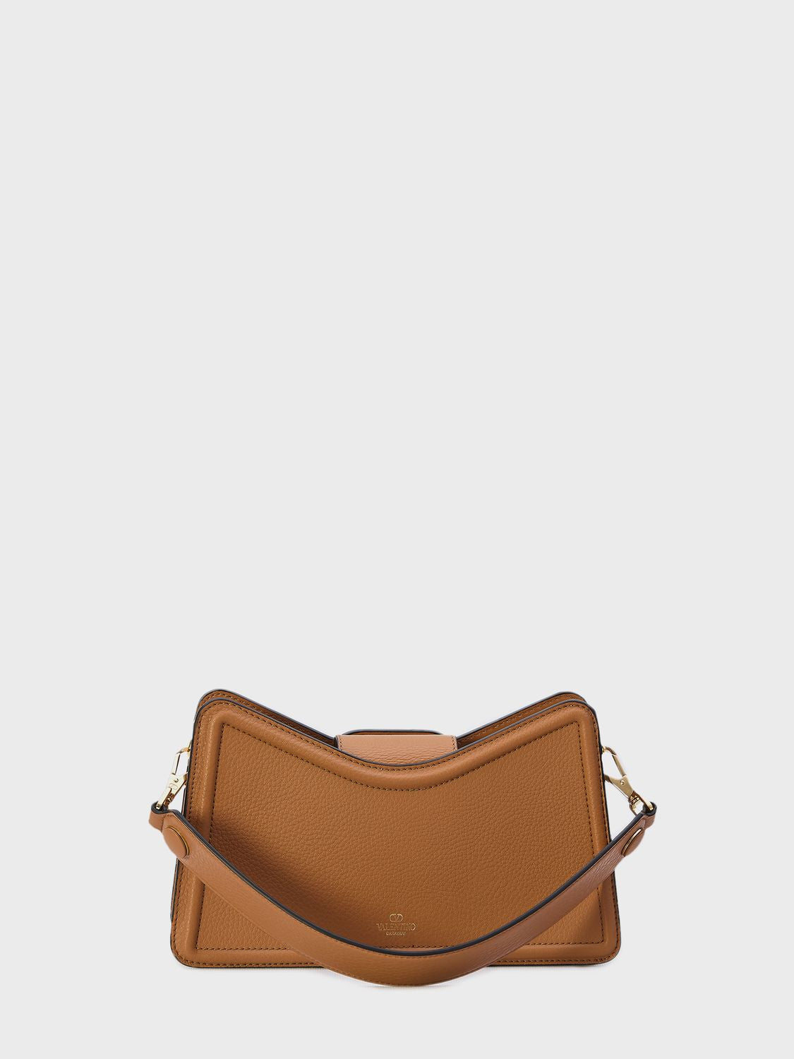 Tan-Colored Grained Calfskin Shoulder Handbag