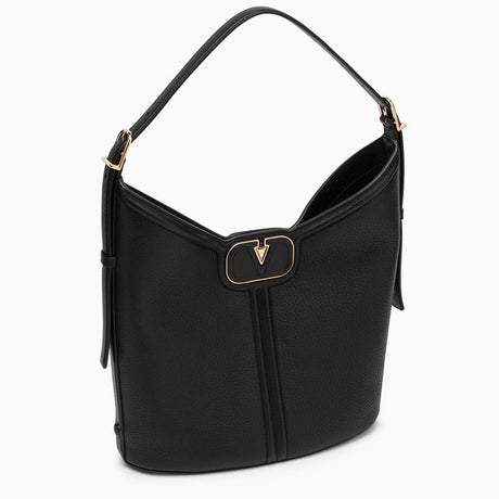 VALENTINO GARAVANI Black Leather Mini Shoulder Bag with Adjustable Strap and VLogo Detail