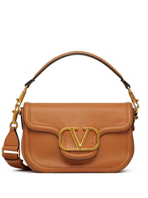 VALENTINO Almondbeig Pouch Handbag with Golden Logo for Women - SS24 Collection