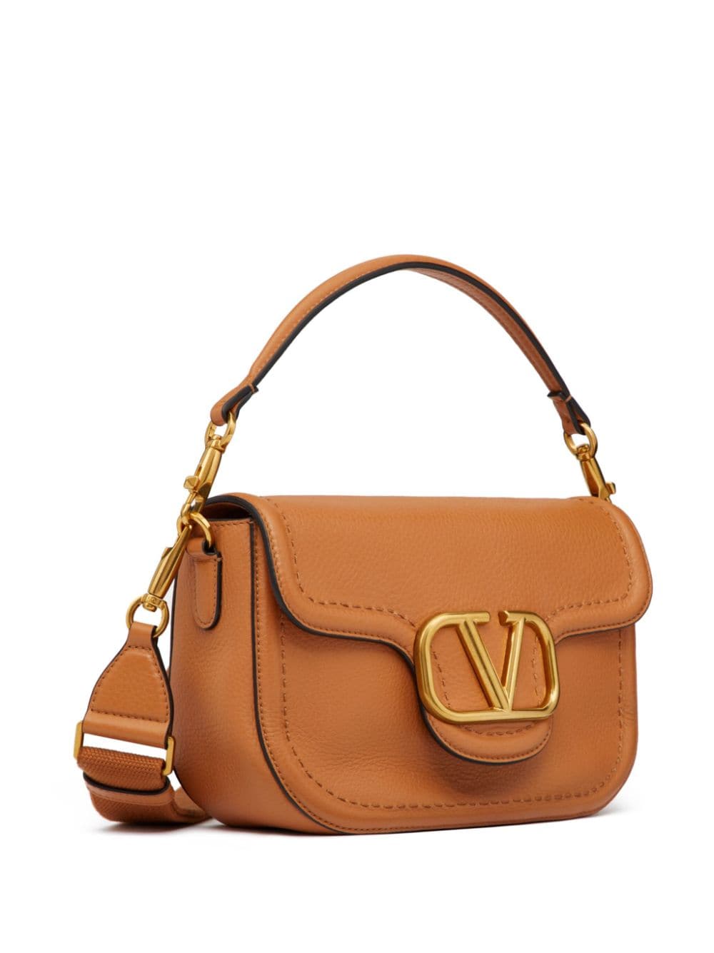 VALENTINO Almondbeig Pouch Handbag with Golden Logo for Women - SS24 Collection