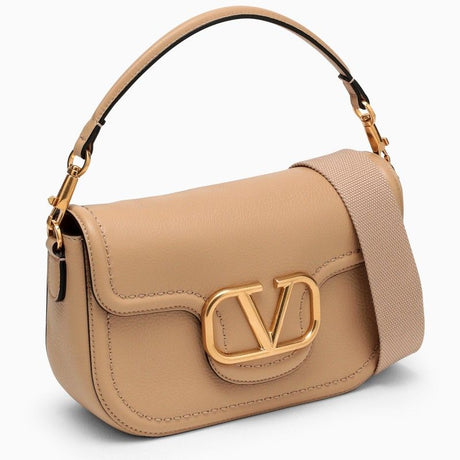 Beige Leather Shoulder Handbag for Women