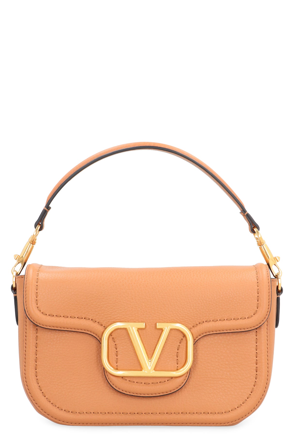 VALENTINO Saddle Brown Alltime Leather Shoulder Handbag for Women - SS24 Collection