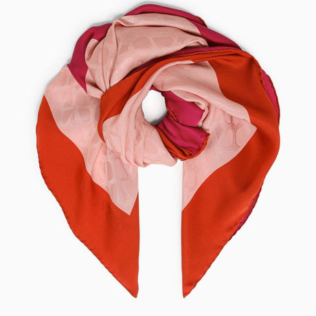 VALENTINO GARAVANI Pink and Red Silk Square Scarf for Women - SS24 Collection