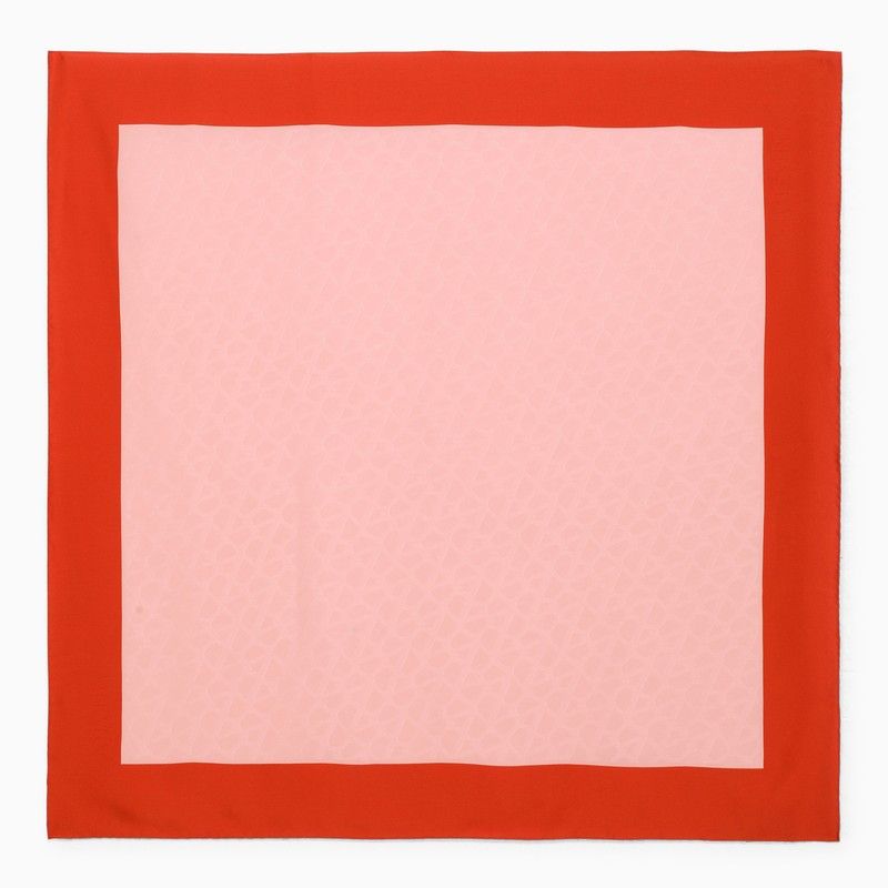 VALENTINO GARAVANI Pink and Red Silk Square Scarf for Women - SS24 Collection