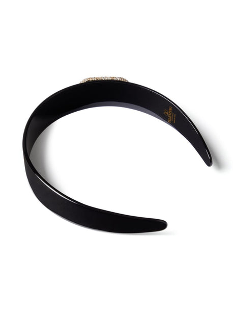 VALENTINO GARAVANI High-Shine Crystal Embellished Logo Headband