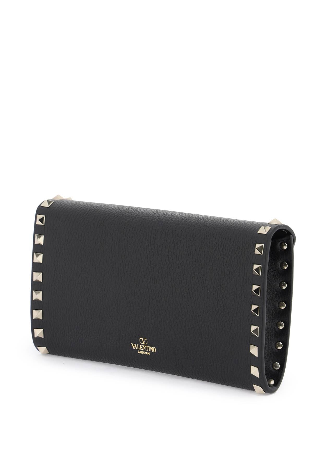 Beige Mini Clutch for Women with Platinum-Finished Rockstud Studded Leather