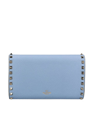 Beige Mini Clutch for Women with Platinum-Finished Rockstud Studded Leather