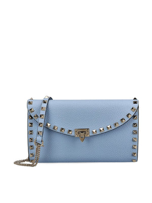 Beige Mini Clutch for Women with Platinum-Finished Rockstud Studded Leather