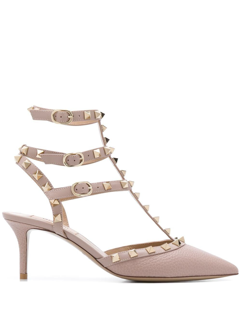 VALENTINO Platinum-Finish Stud Detailed Slingback Pumps