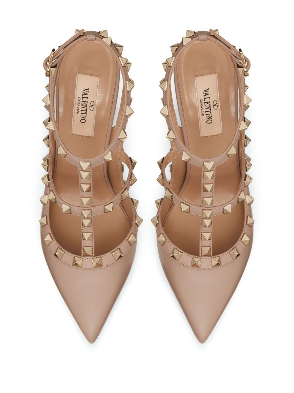 VALENTINO GARAVANI Powder Pink Rockstud Leather Slingback Pumps for Women