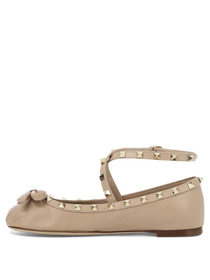 VALENTINO GARAVANI Rockstud Ankle Strap Ballet Flats