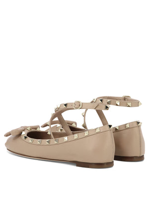 VALENTINO GARAVANI Rockstud Ankle Strap Ballet Flats