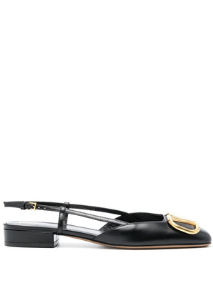 VALENTINO Black Logo Ballet Flats for Women