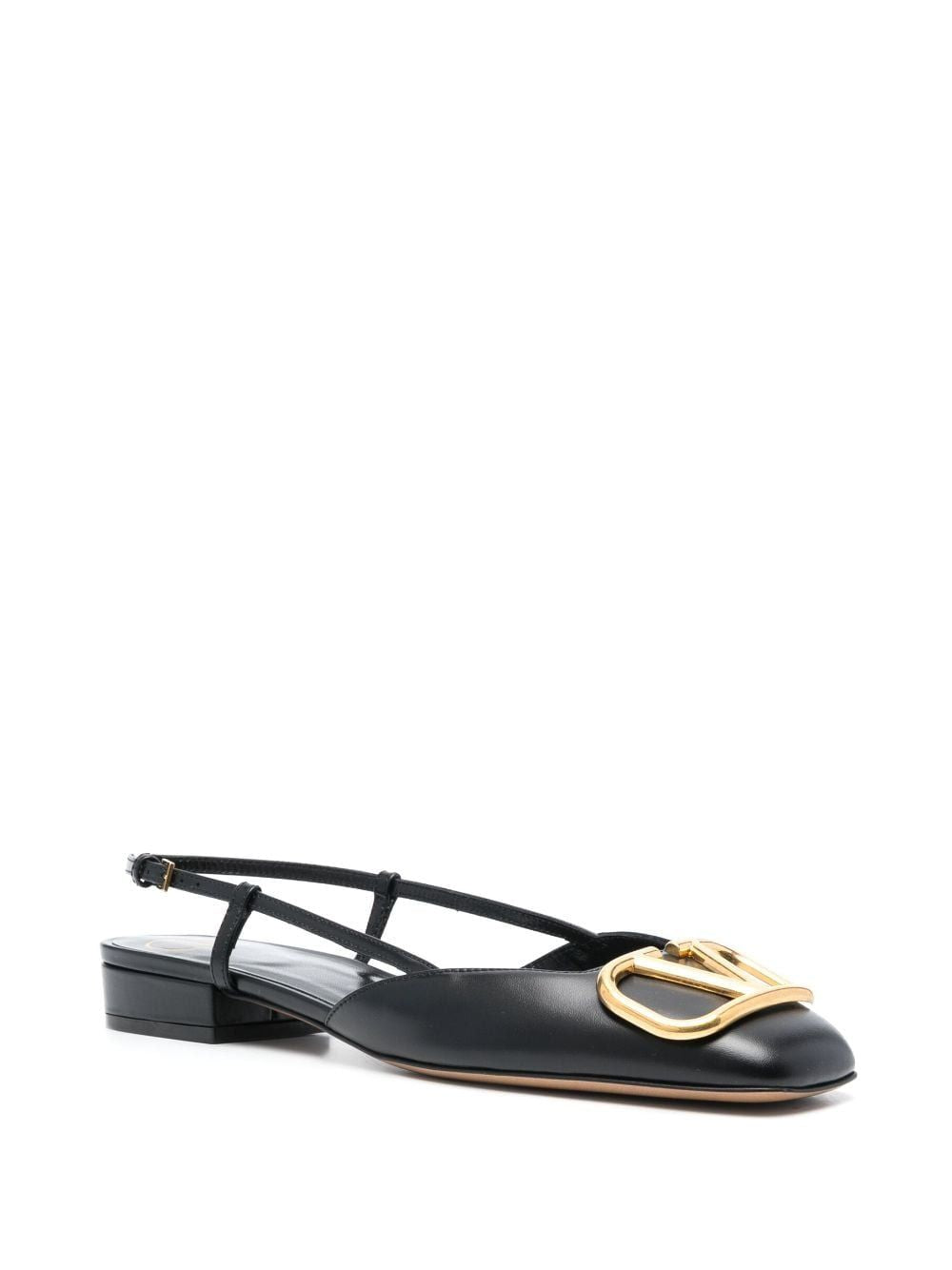 VALENTINO Black Logo Ballet Flats for Women