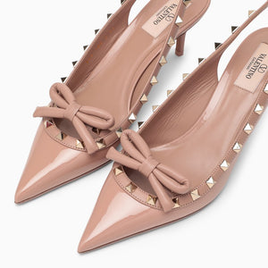 VALENTINO GARAVANI Iconic Rockstud Slingback Pumps - 100% Calf Leather, SS24 Collection