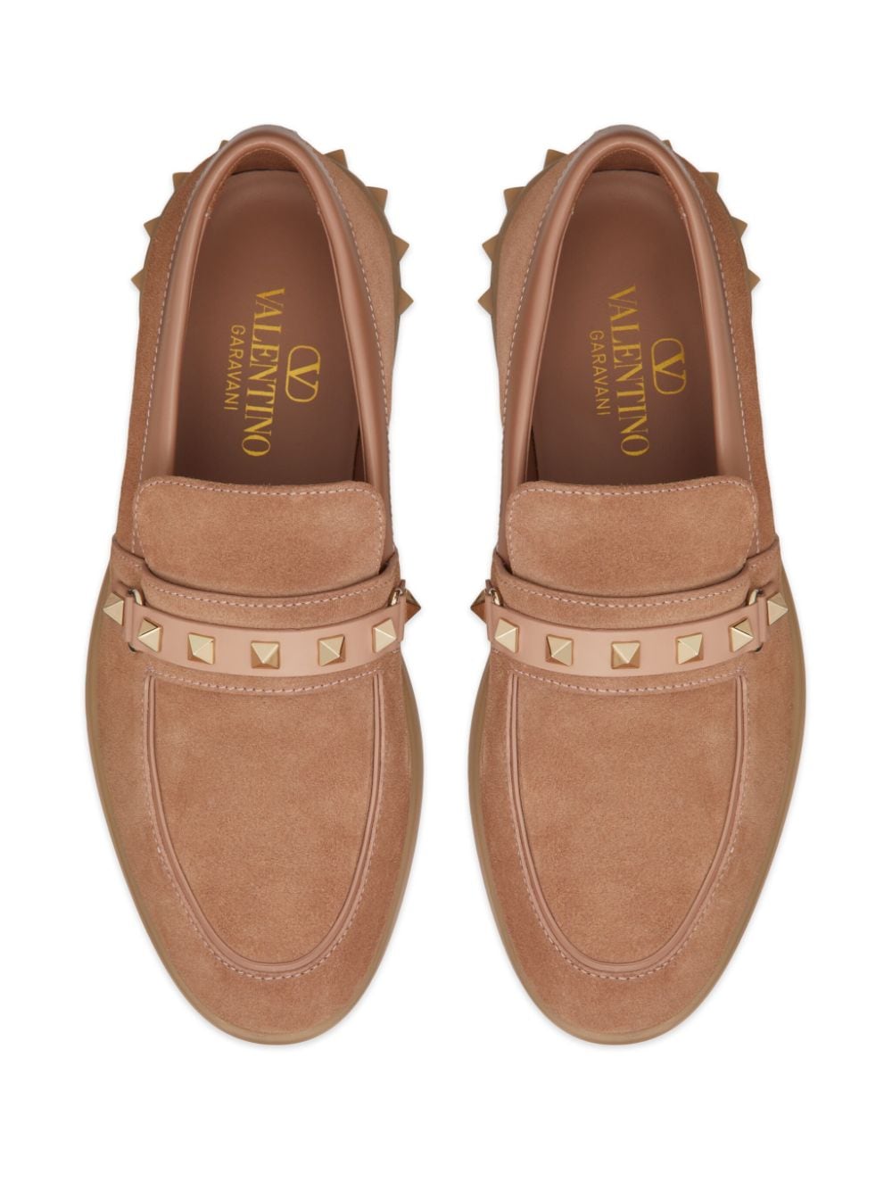 VALENTINO GARAVANI Designer Beige Leather Loafers for Women