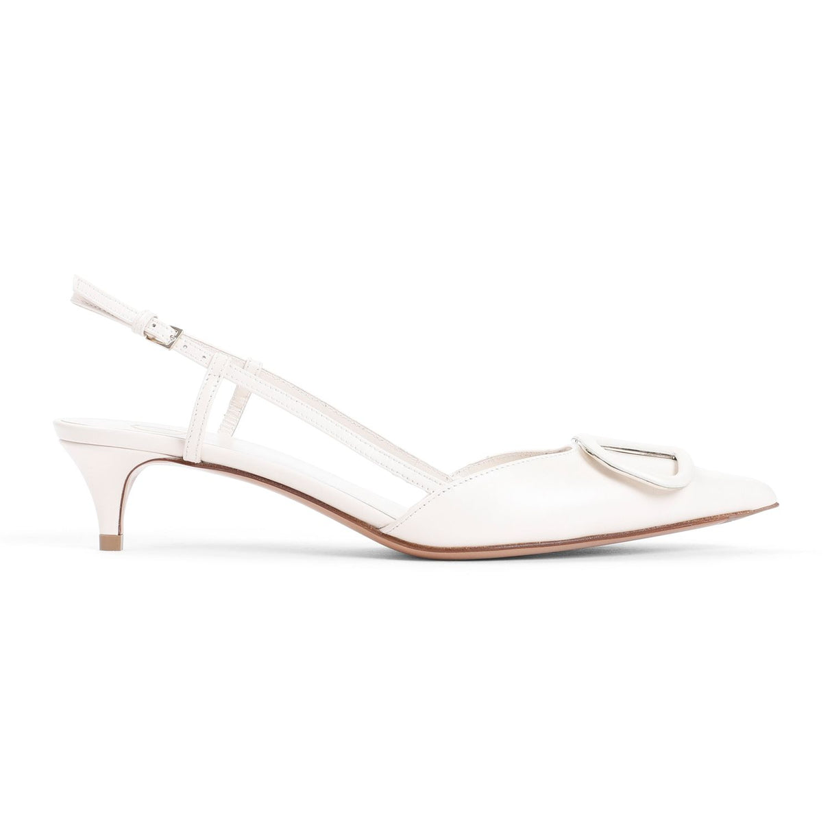 VALENTINO GARAVANI Elegant Nude Leather Slingback Sandals with 1.6-inch Heel