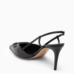 VALENTINO GARAVANI VLogo Black Leather Slingback for Women with Pointed Toe Design and Slim Heel