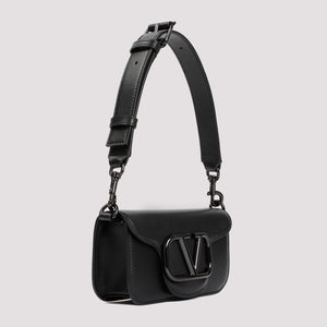 VALENTINO GARAVANI Mini Loco Black Leather Shoulder Bag for Men, 19x10x5 cm