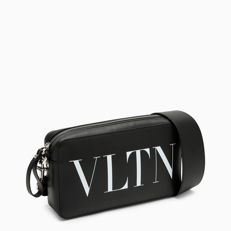 VALENTINO GARAVANI Men's Black VLTN Shoulder Handbag with Contrast Print