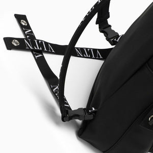 Black and White Logo Print Backpack for Men