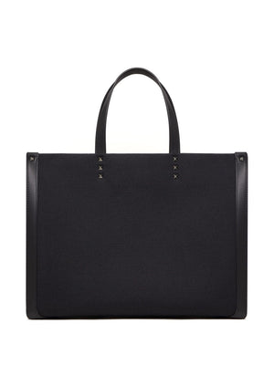 VALENTINO GARAVANI VLTN Medium Black Leather Tote