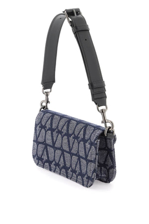 Navy Denim and Jacquard Shoulder Handbag for Men - Spring/Summer '24