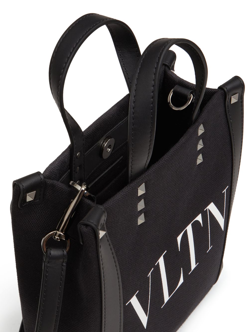 VALENTINO GARAVANI Mini VLTN Canvas Tote with Rockstud Detail