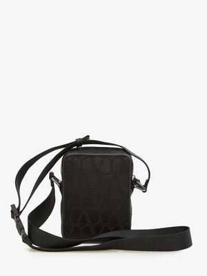 VALENTINO GARAVANI Small Iconographe Nylon Black Crossbody Bag with Adjustable Strap for Men