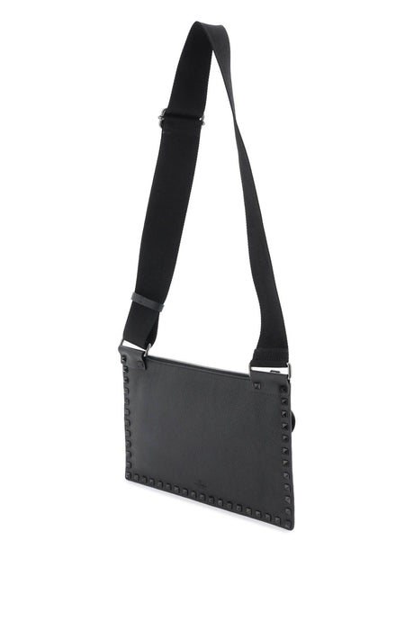 VALENTINO GARAVANI Classic Men's Black Leather Crossbody Handbag