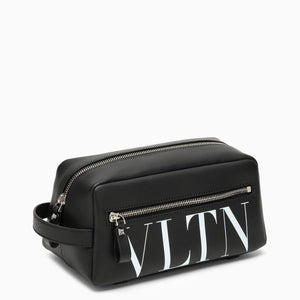 VALENTINO GARAVANI Black Leather Beauty Case for Men - SS24 Collection