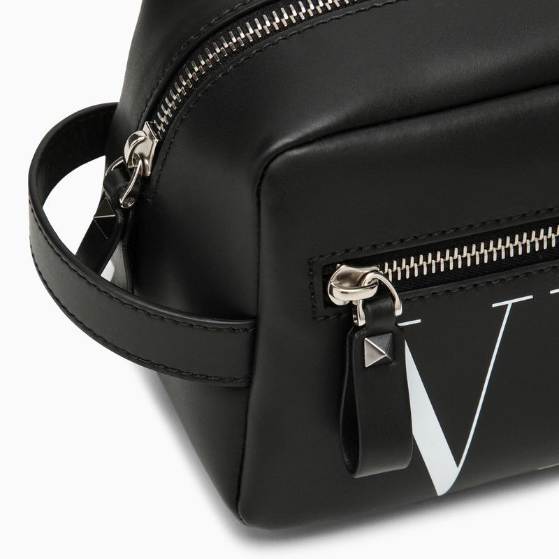 VALENTINO GARAVANI Black Leather Beauty Case for Men - SS24 Collection