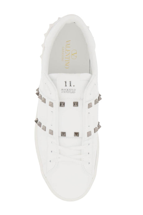 VALENTINO GARAVANI Men's Rockstud Untitled Open Sneakers in White Leather for SS24