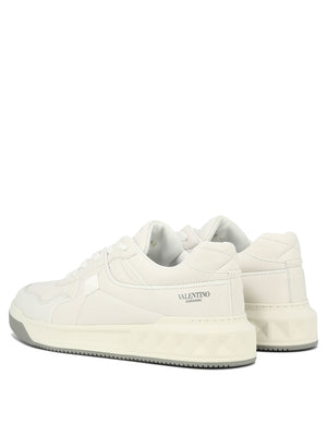 VALENTINO GARAVANI Men's White Lace-Up Rubber Sole Sneaker with Maxi Stud Detail SS24