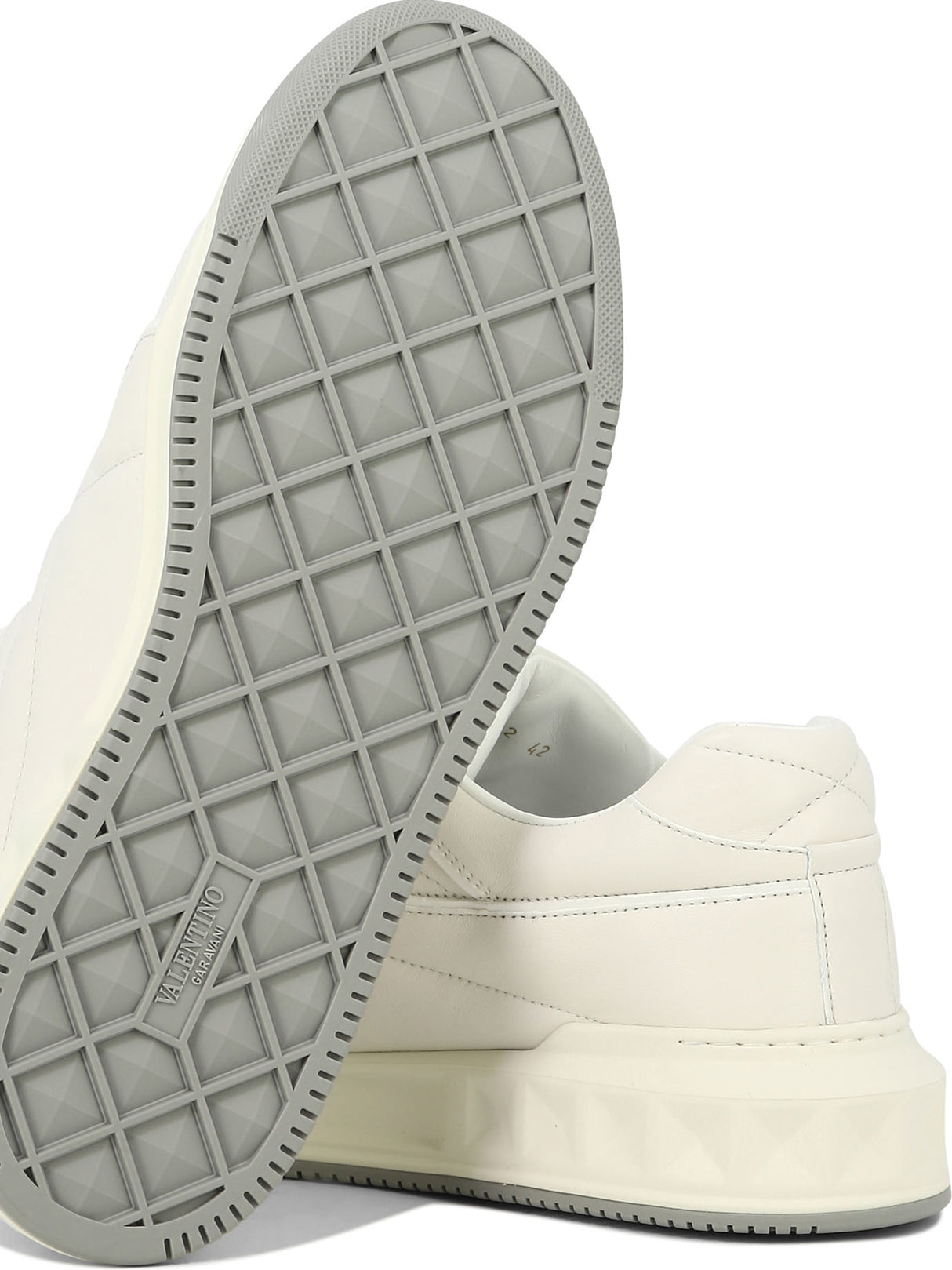 VALENTINO GARAVANI Men's White Lace-Up Rubber Sole Sneaker with Maxi Stud Detail SS24