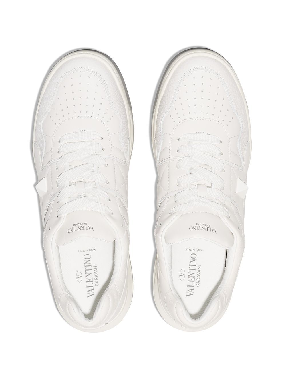 VALENTINO GARAVANI Men's White Lace-Up Rubber Sole Sneaker with Maxi Stud Detail SS24