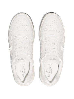 VALENTINO GARAVANI Men's White Lace-Up Rubber Sole Sneaker with Maxi Stud Detail SS24