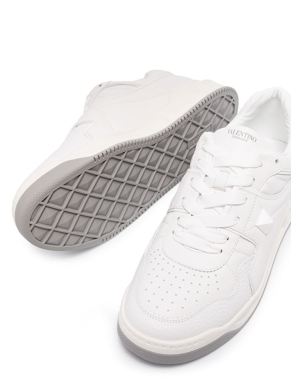 VALENTINO GARAVANI Men's White Lace-Up Rubber Sole Sneaker with Maxi Stud Detail SS24