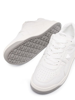 VALENTINO GARAVANI Men's White Lace-Up Rubber Sole Sneaker with Maxi Stud Detail SS24