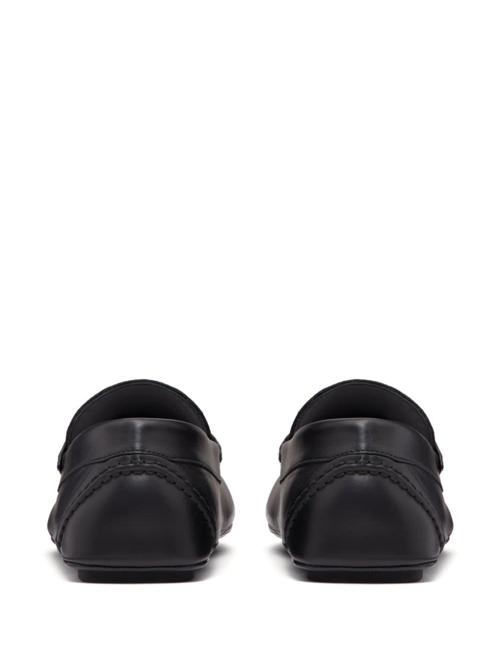 Men's Black Leather Driver Loafers with Iconic VLOGO Detail