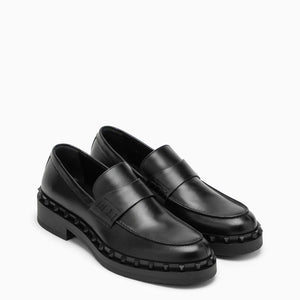 Black Leather Rockstud Loafer for Men - Colelction SS24