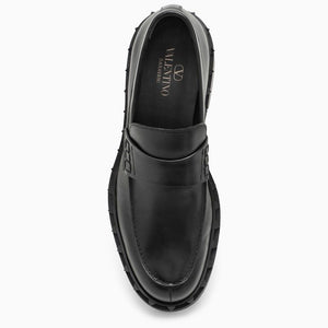 Black Leather Rockstud Loafer for Men - Colelction SS24