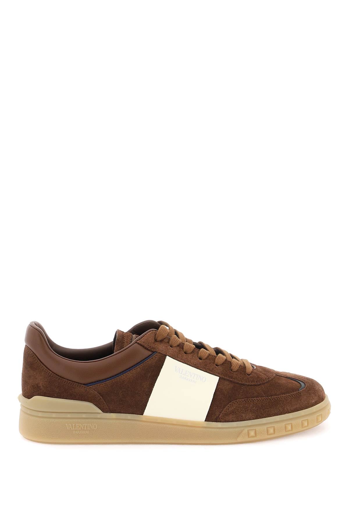 VALENTINO GARAVANI Beige and Black Leather Trainers for Men