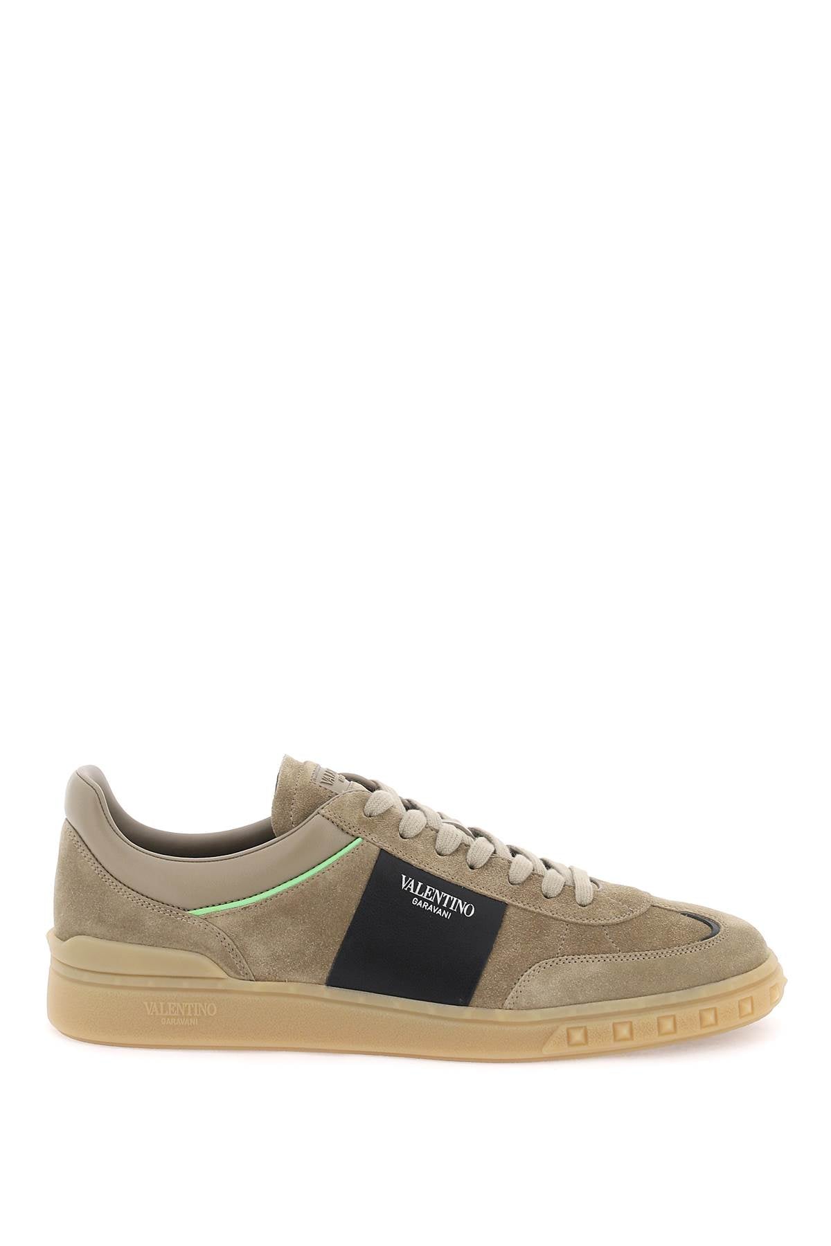 VALENTINO GARAVANI Beige and Black Leather Trainers for Men