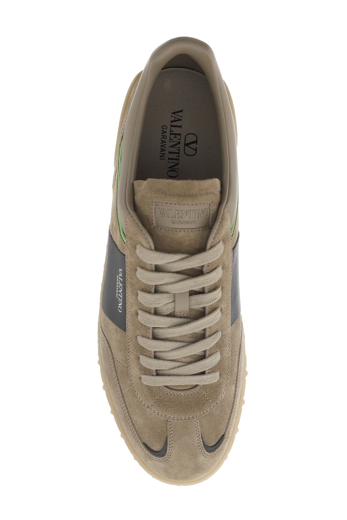 VALENTINO GARAVANI Beige and Black Leather Trainers for Men