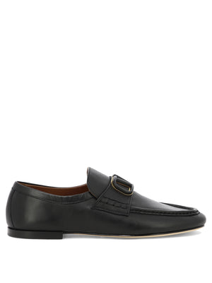 VALENTINO GARAVANI Men's Black VLogo Signature Leather Loafers for SS24