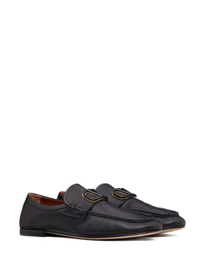 VALENTINO GARAVANI Men's Black VLogo Signature Leather Loafers for SS24