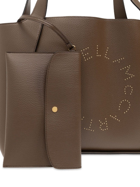 STELLA MCCARTNEY Chic Coffee Brown Logo Tote with Removable Pouch